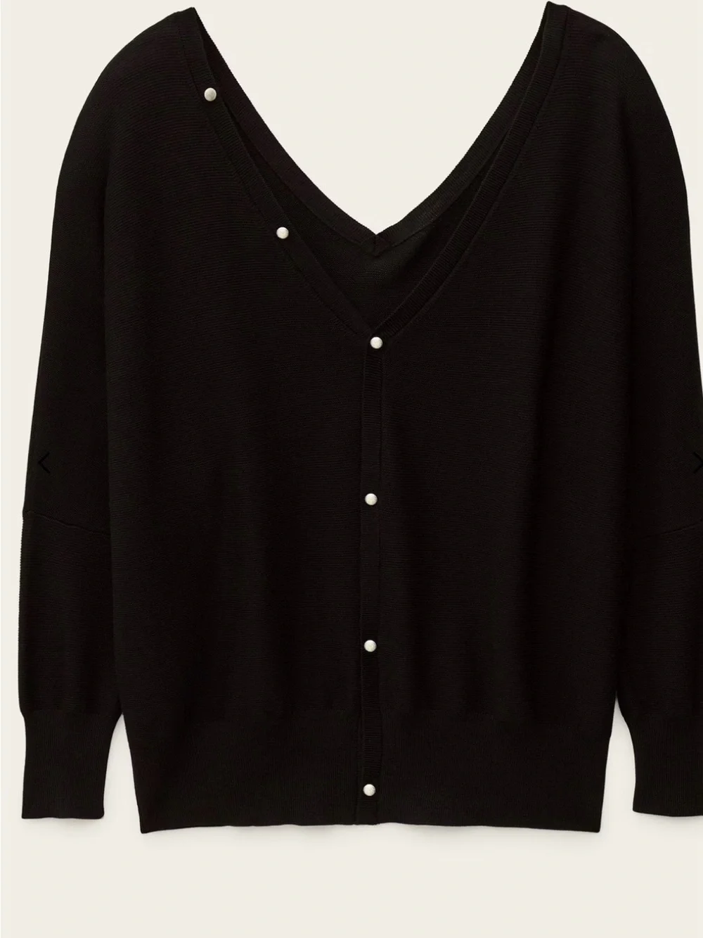 ba&sh Black Deep V-Back Sweater with Button Detail That Open ToThe Back - Picture 2 of 6